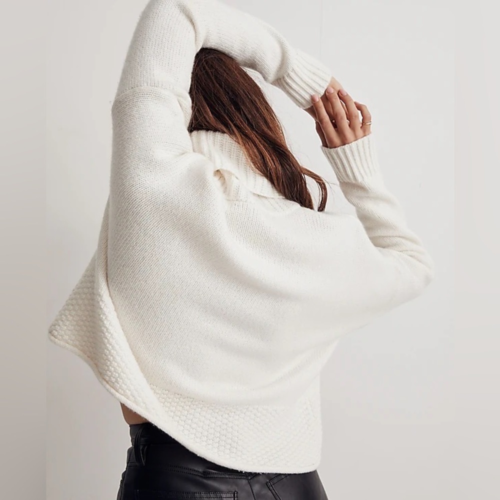 Madewell Sadler Turtleneck Ivory Sweater Sz 1X Knit Wool Pullover - Picture 4 of 6